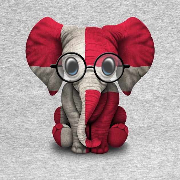 Baby Elephant with Glasses and Danish Flag by jeffbartels